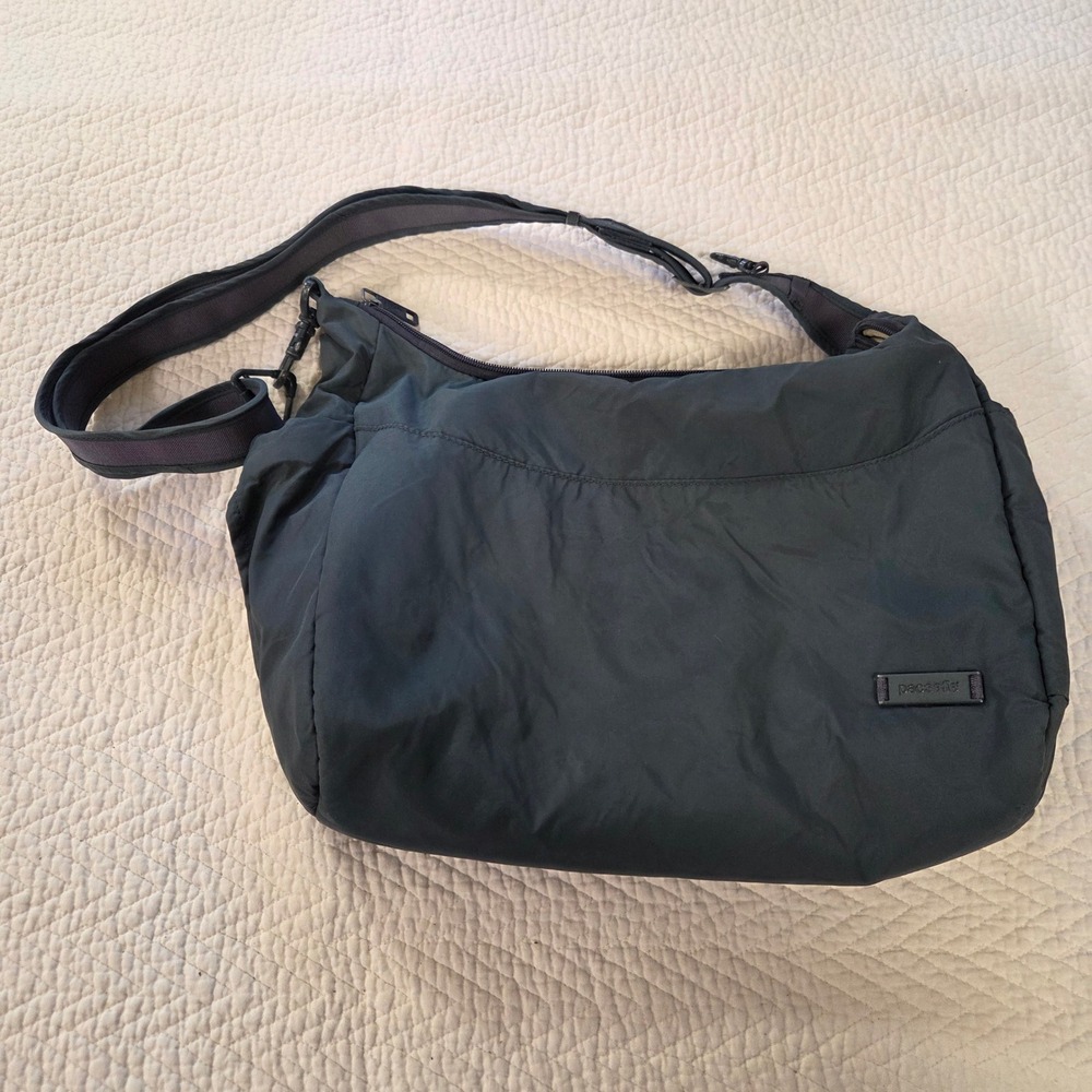 Pacsafe Anti-Theft Crossbody Bag Dark Gray Nylon Travel Shoulder Bag Medium